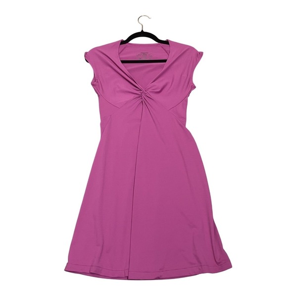Patagonia Magenta Twist Front Stretch Fit Flare Dress Small Casual Work Vacation - Picture 4 of 7